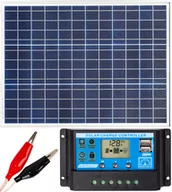 Zestawy solarne - Zestaw solarny fotowoltaiczny 50W 12V (Panel solarny 50W, Regulator napięcia 10A) VOLT POLSKA - miniaturka - grafika 1