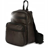 Torebki damskie - Plecak Skórzany Damski Mały A5 Wygodny Do pracy szkoły Ciemno Brązowy 023 - miniaturka - grafika 1