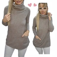 Swetry damskie - SWETER DAMSKI GOLF na co dzień jak jedwab kieszonki tunika 40 42 L XL - miniaturka - grafika 1