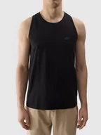 Koszulki męskie - Tank top regular gładki męski 4F 4FWSS24TSLEM076-20S Czarny - miniaturka - grafika 1