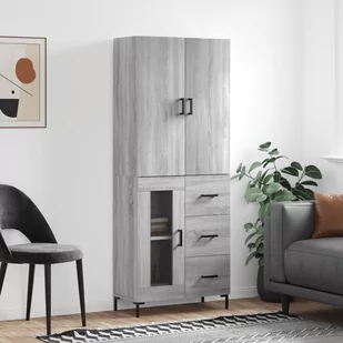 vidaXL Witrynka szary dąb sonoma 69,5x34x180cm materiał drewnopochodny - Witryny - miniaturka - grafika 1
