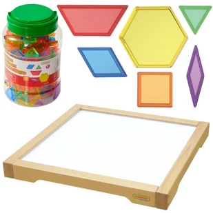 MASTERKIDZ Panel Skrzynia LED Sensoryczna + Klocki Montessori Mozaika 140 el. - Zabawki sensoryczne - miniaturka - grafika 1