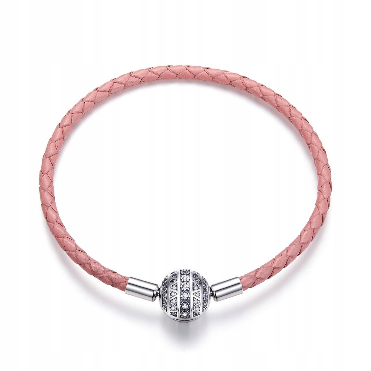Bransoletka Srebrna pr.925 Skórzana Charms 18 cm