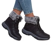 Botki damskie - Skechers botki damskie Relaxed Fit czarne z futerkiem 36.5 EU - miniaturka - grafika 1