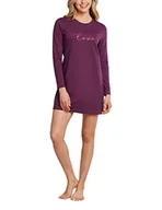 Koszulki i topy damskie - Schiesser Damska koszulka nocna z długim rękawem, czerwone wino, 38 - miniaturka - grafika 1