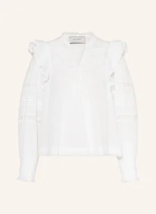 Neo Noir Bluzka Mauri Z Dziurkowanej Koronki Z Falbankami weiss - Bluzki damskie - miniaturka - grafika 1