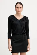 Bluzki damskie - Sisley longsleeve kolor czarny 3Z12L4014 - miniaturka - grafika 1