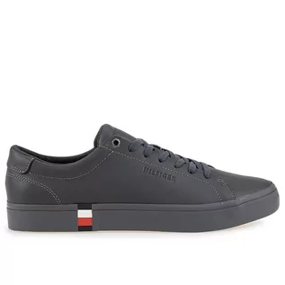 Buty sportowe męskie - Buty Tommy Hilfiger Modern Vulc Corporate Leather FM0FM04036-PTY - szare - grafika 1