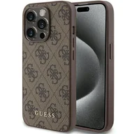 Etui i futerały do telefonów - Guess GUHCP15LG4GFBR iPhone 15 Pro 6.1" brązowy/brown hard case 4G Metal Gold Logo - miniaturka - grafika 1