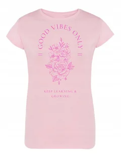 T-Shirt damski nadruk Good Vibes Only KWIATY r.L - Koszulki i topy damskie - miniaturka - grafika 1