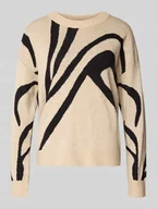 Swetry damskie - Sweter z dzianiny z mieszanki wiskozy z okrągłym dekoltem - miniaturka - grafika 1