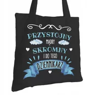 Torby i wózki na zakupy - Torba Bawełniana dla Dziennikarza Czarna Prezent ekologiczna Trwały Nadruk - miniaturka - grafika 1