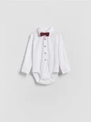 Skarpetki dla dzieci - Reserved - Bawełniane body z muszką - biały - miniaturka - grafika 1