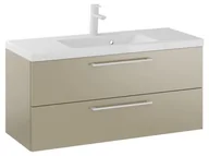 Szafki łazienkowe - Szafka Wisząca Z Umywalką RON 100 cm - Cappuccino Mat - Uchwyty Białe Matowe - miniaturka - grafika 1