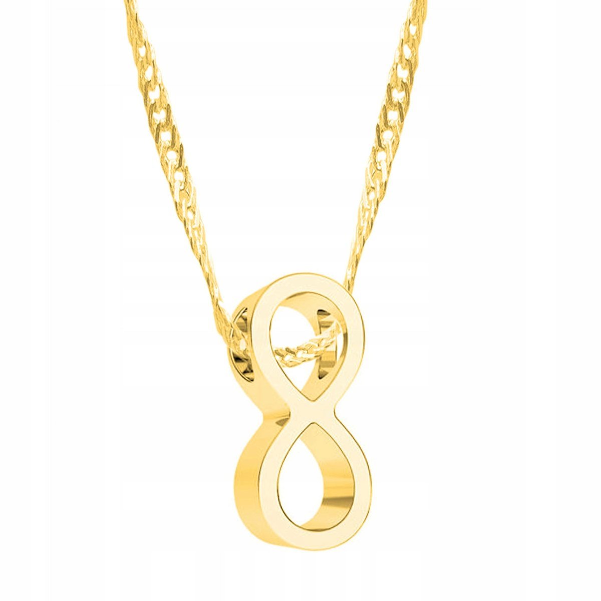 Złoty Naszyjnik z Nieskończonością Ósemka Znak Nieskończoność SREBRO 925