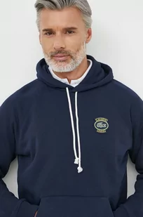 Lacoste bluza bawełniana męska kolor granatowy z kapturem z aplikacją - Bluzy męskie - miniaturka - grafika 1