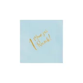 Dekoracje i nakrycia stołu na imprezę - Serwetki ze złotym napisem mam już roczek, 33x33cm, 20szt, błękitne - miniaturka - grafika 1