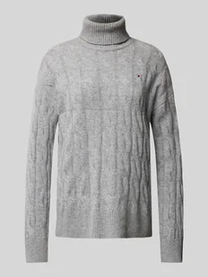 Sweter z dzianiny z golfem - Swetry damskie - miniaturka - grafika 1