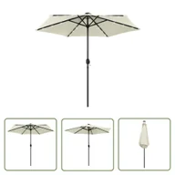 Parasole ogrodowe - The Living Store Parasol ogrodowy z LED i aluminiowym słupkiem - 270 cm - piaskowy - Parasol Ogrodowy - miniaturka - grafika 1