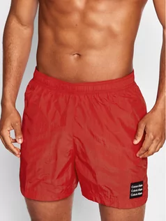Kąpielówki męskie - Szorty kąpielowe KM0KM00712 Czerwony Regular Fit - Calvin Klein Swimwear - grafika 1