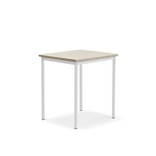 Biurko SONITUS PLUS, 700x600x760 mm, HPL popielaty, redukcja hałasu, biały - Meble do szkół i przedszkoli - miniaturka - grafika 1