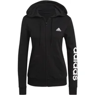 Bluzy damskie - Bluza z kapturem damska adidas SPORTSWEAR ESSENTIALS LOGO  czarna GL0791-XS - miniaturka - grafika 1