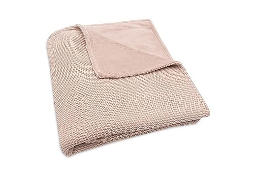 Kocyk do wózka fotelika i kołyski tkany 100x150 cm Basic różowy Jollein