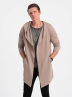 Bluzy męskie - Ombre Clothing Męska bluza z kapturem Accio beżowa S - miniaturka - grafika 1