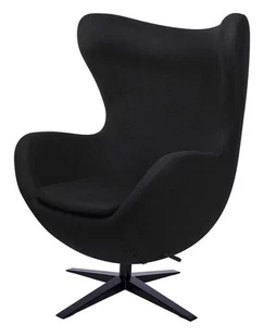 Fotel EGG SZEROKI BLACK czarny.4 - wełna, podstawa stal HE-066.BLACK.4B - King Home  - Fotele - miniaturka - grafika 1