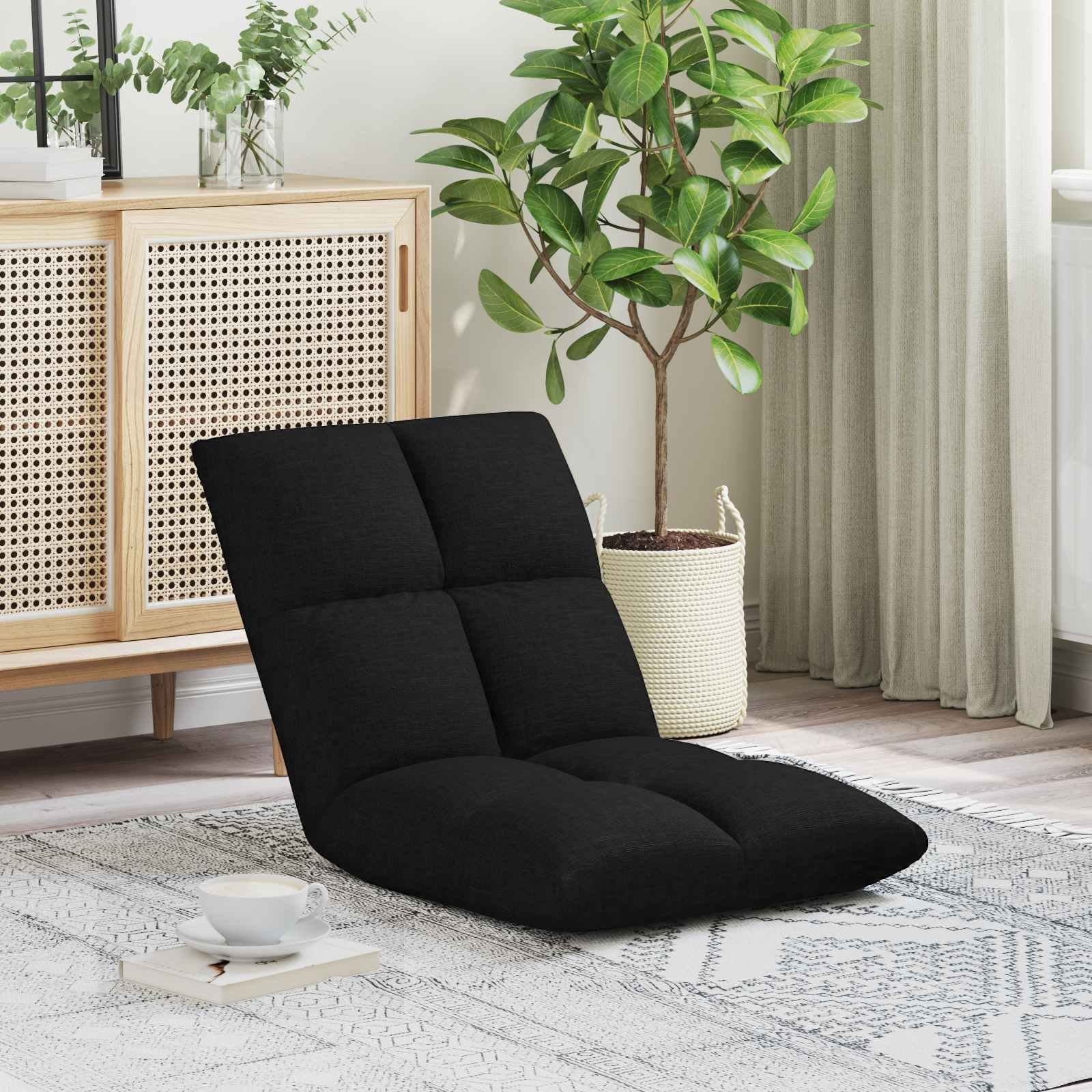 vidaXL vidaXL Krzesło na podłogę Czarny 50 x 61 x 57 cm tkanina