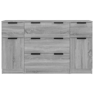 Lumarko 3-częściowa komoda, szary dąb sonoma, materiał drewnopochodny - Komody - miniaturka - grafika 6