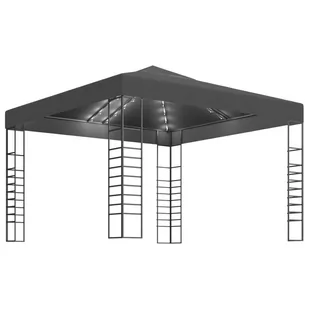 vidaXL Altana ze sznurem lampek LED, 3x3 m, antracytowa - Altany ogrodowe - miniaturka - grafika 1