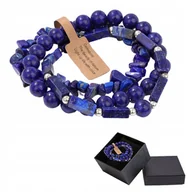 Bransolety męskie - Zestaw 3 x Bransoletka Męska 5-8 mm Kamień Lazuryt Błękitny Lapis Lazuli - miniaturka - grafika 1