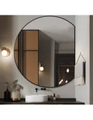 Lustra - Lustro okrągłe w czarnej matowej ramie mdf - OTTO ŚCIĘTY BOK, Dostępne wymiary: Średnica 90cm - miniaturka - grafika 1