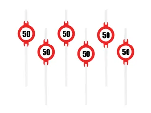 Słomki urodzinowe Znak Zakazu na 50 urodziny - 6 szt. - Słomki do napojów - miniaturka - grafika 1