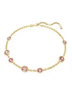 Naszyjniki - Swarovski Pozłacany naszyjnik z elementami ozdobnymi - dł. 34 cm - miniaturka - grafika 1