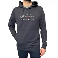 Bluzy męskie - Bluza męska kangurka z kapturem granatowy melanż L - miniaturka - grafika 1
