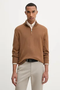 Calvin Klein sweter wełniany męski kolor brązowy lekki z półgolfem LV04LD318G - Swetry męskie - miniaturka - grafika 1