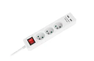 Listwy zasilające - Przedłużacz sieciowy włącznik 3 gniazda +2xUSB 5m - miniaturka - grafika 1
