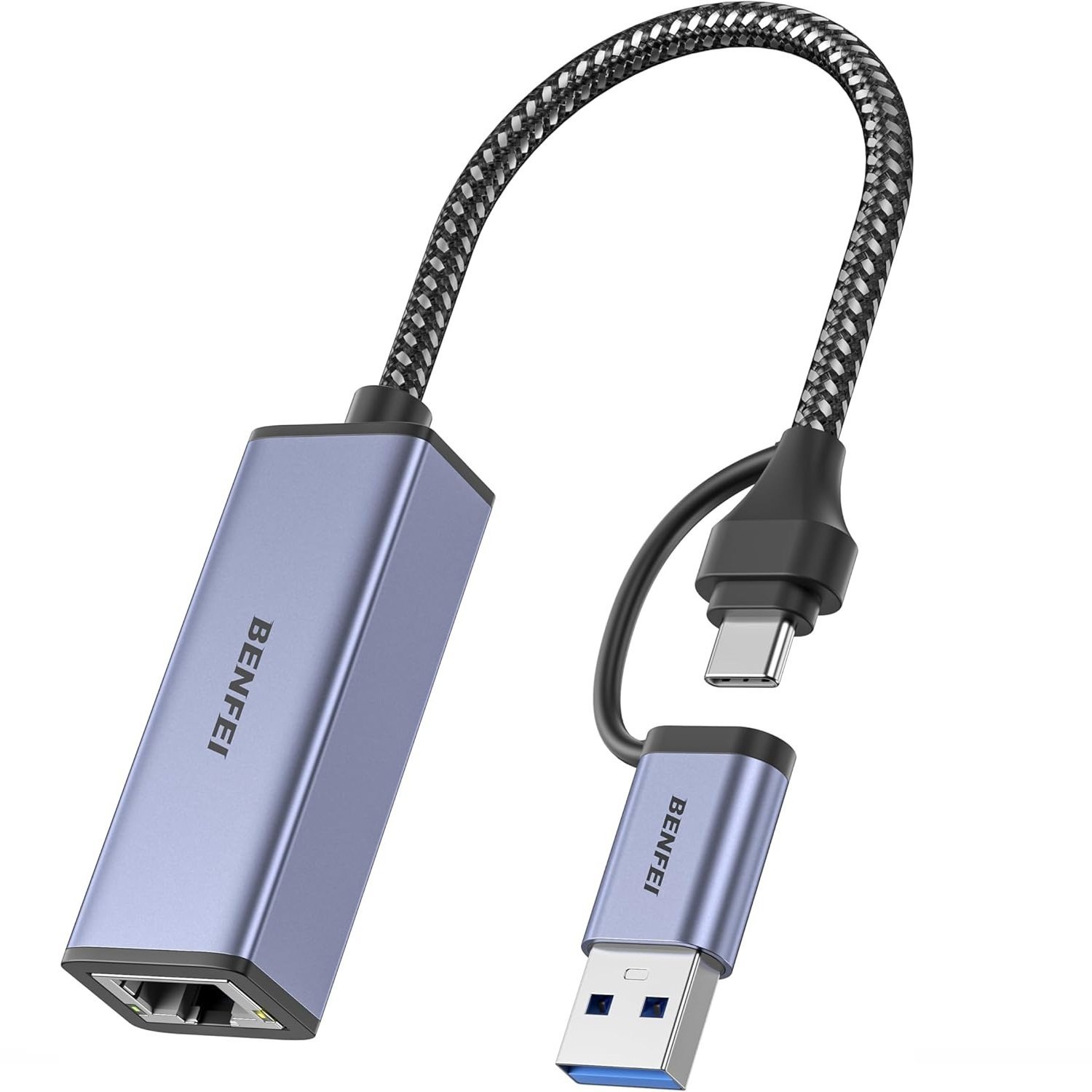 Adapter USB Ugreen BENFEI ADAPTER USB-A / USB-C DO RJ45 USB 3.0 SZARY