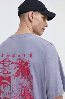 Koszulki męskie - Volcom t-shirt bawełniany męski kolor fioletowy z nadrukiem - grafika 1