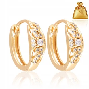 ZŁOTE KOLCZYKI DAMSKIE ZE STALI CHIRURGICZNEJ KOLA KÓŁKA Z CYRKONIAMI 18K - Kolczyki - miniaturka - grafika 1