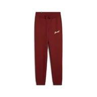 Odzież sportowa dziecięca - Młodzieżowe spodnie ESS+ SCRIPT PUMA Intense Red Gold Foil - miniaturka - grafika 1
