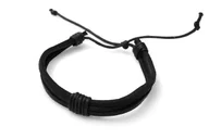 Bransoletki - Czarna Bransoletka Wiązane Paski Hiphop - miniaturka - grafika 1