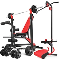 Ławki treningowe - Zestaw Ms38_170Kg_Kier_G Ławka Dwustronnie Regulowana + Stojaki Pod Sztangę + Prasa Na Nogi + Modlitewnik + Wyciąg + Zestaw Gryfów I Obciążeń Gumowa.. - miniaturka - grafika 1