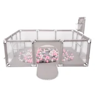 Suche baseny - Selonis Boisko BO-100X z piłeczkami 6cm szary: perła-szary-transparent-pudrowy róż 180x122x62/100piłek - miniaturka - grafika 1