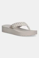 Klapki i japonki damskie - Tommy Hilfiger japonki TH WEDGE CORNROW BEACH SANDAL damskie kolor beżowy na koturnie FW0FW09037 - miniaturka - grafika 1