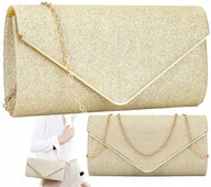 Torebki damskie - Złota Torebka Wieczorowa Kopertówka Wizytowa Mała - miniaturka - grafika 1