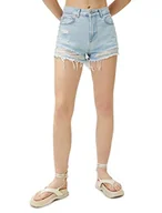 Spodenki damskie - Koton Damskie szorty jeansowe z bawełnianymi kieszeniami, Destroyed, Bleach (Bch), 42 - miniaturka - grafika 1