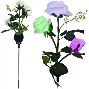 LAMPA SOLARNA RÓŻA ŚWIECĄCA LED KWIAT SOLARNY 69CM - Lampy ogrodowe - miniaturka - grafika 1